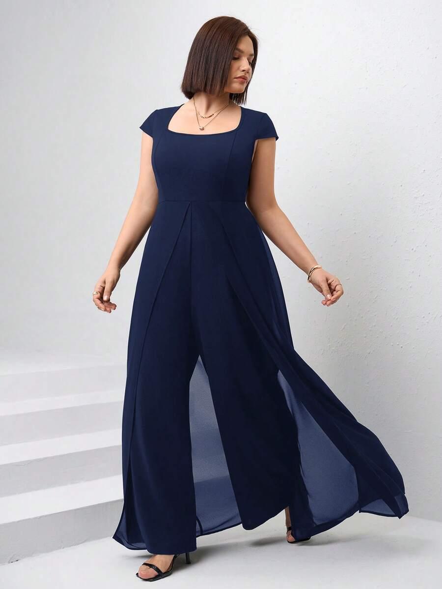SHEIN NIEBIESKI KOMBINEZON KRÓTKI RĘKAW S06__XXL