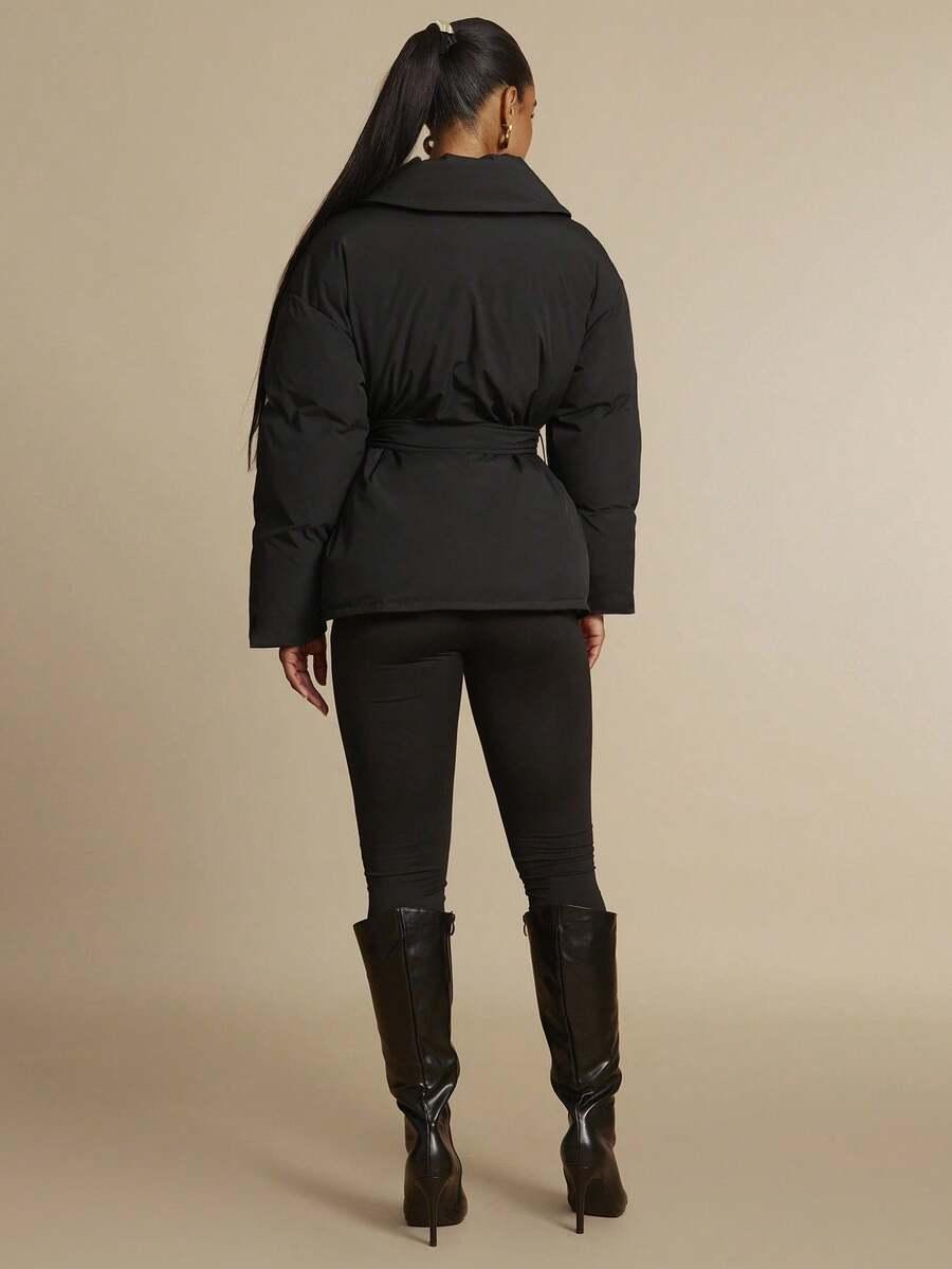 SHEIN CZARNA KURTKA KOŁNIERZ W01__S