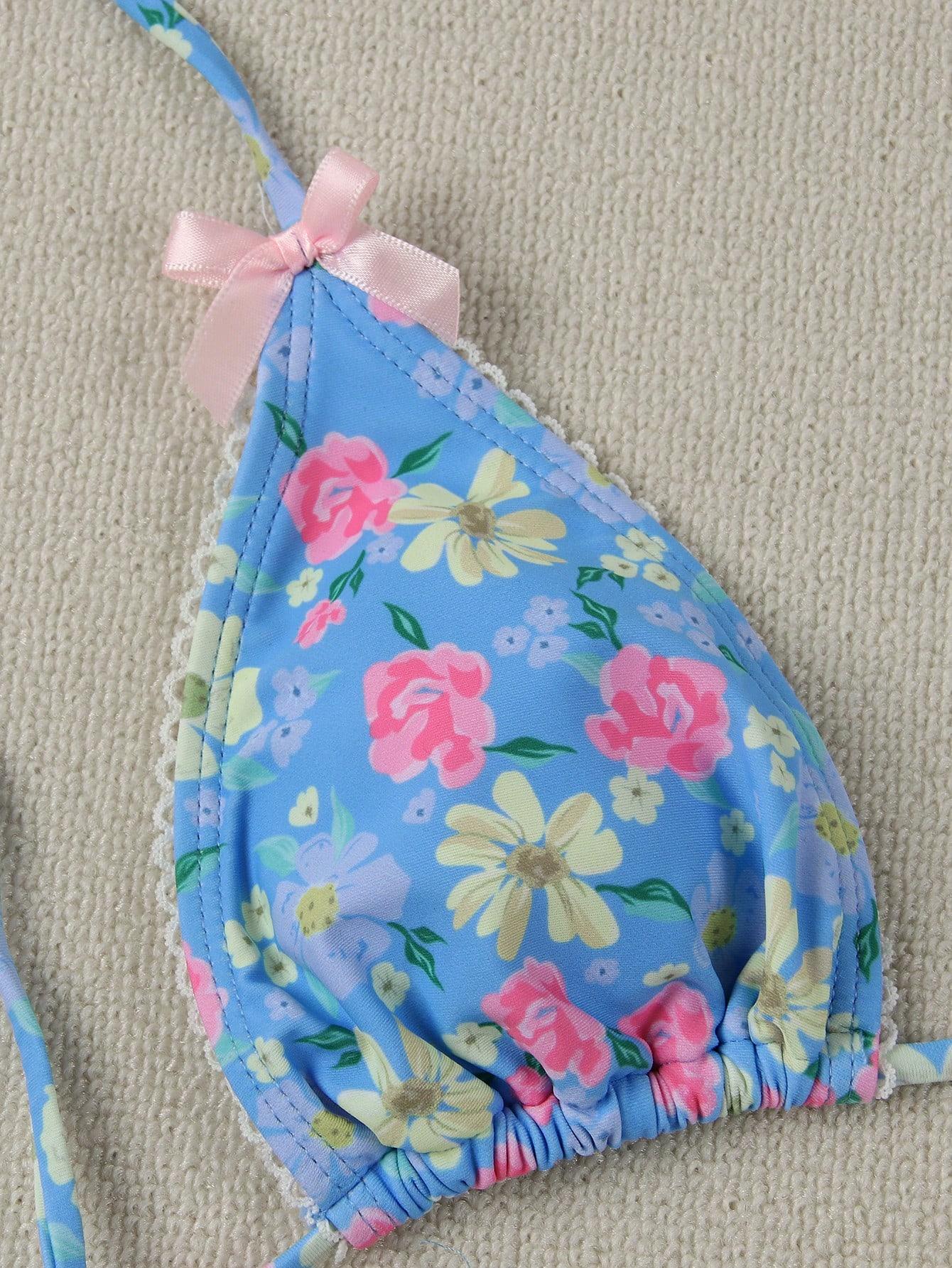 SHEIN DWUCZĘŚCIOWY STRÓJ KĄPIELOWY KWIATY S09__S