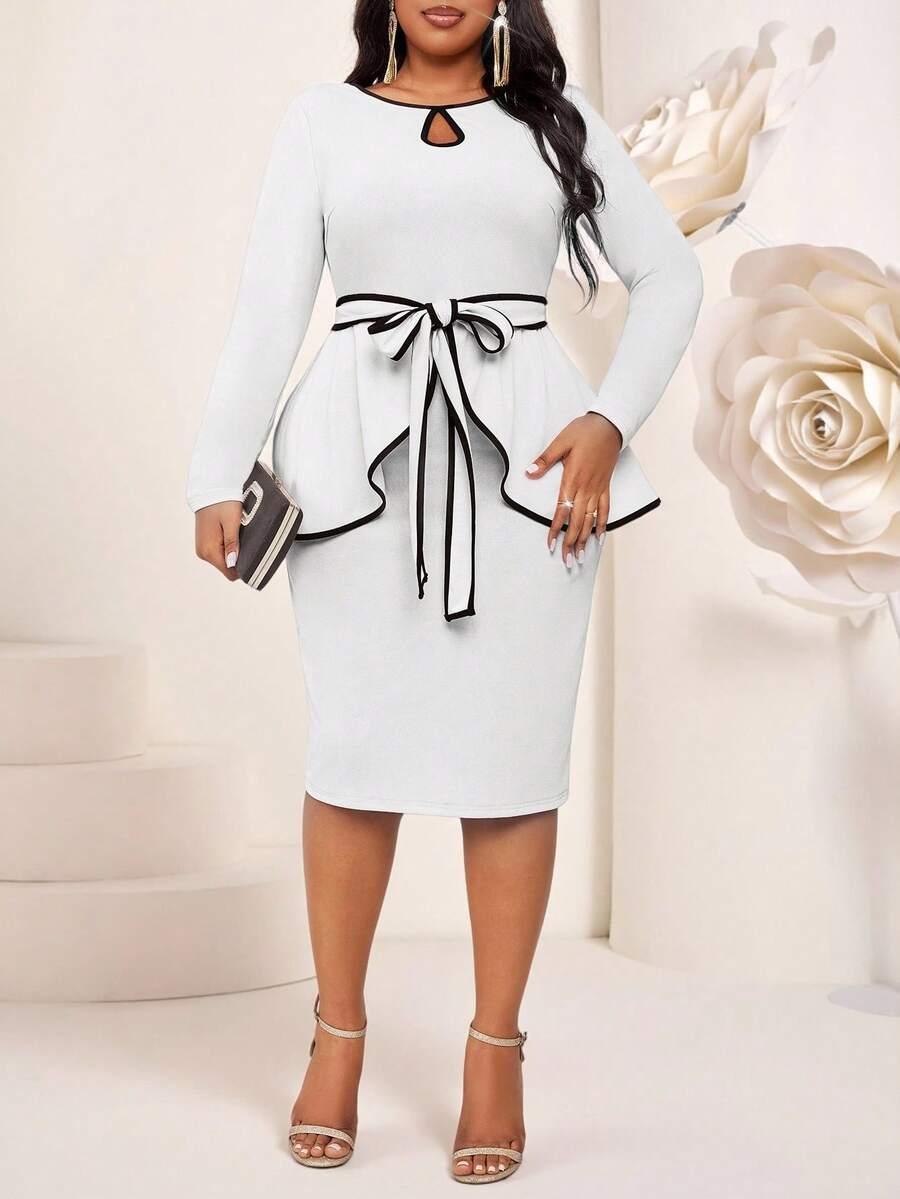 SHEIN BIAŁA SUKIENKA DŁUGI RĘKAW S06__52