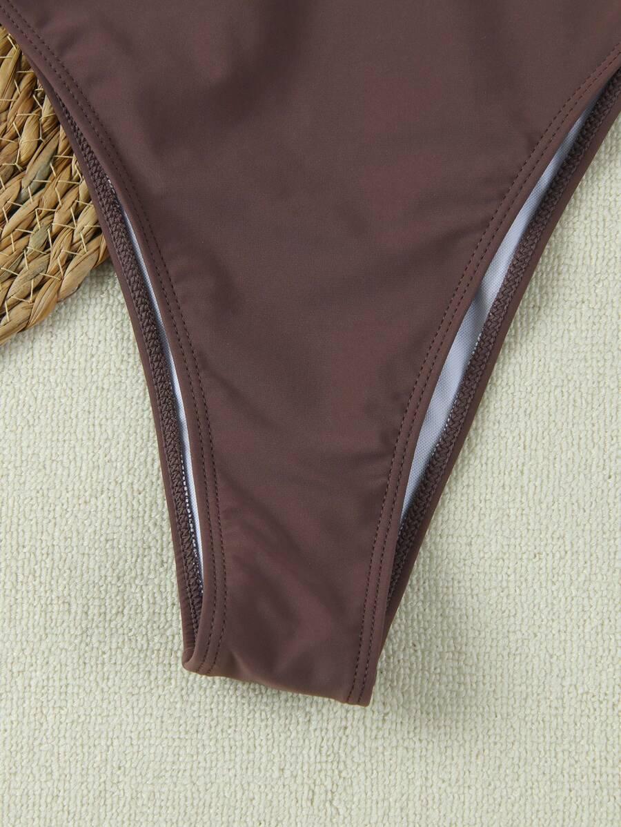 SHEIN BRĄZOWY STRÓJ KĄPIELOWY S09__XL