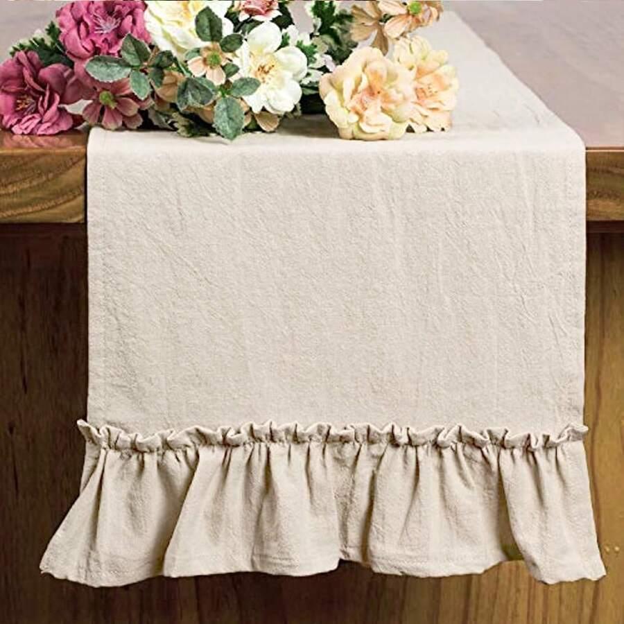 SHEIN BEŻOWY BIEŻNIK FALBANA S07__30X160