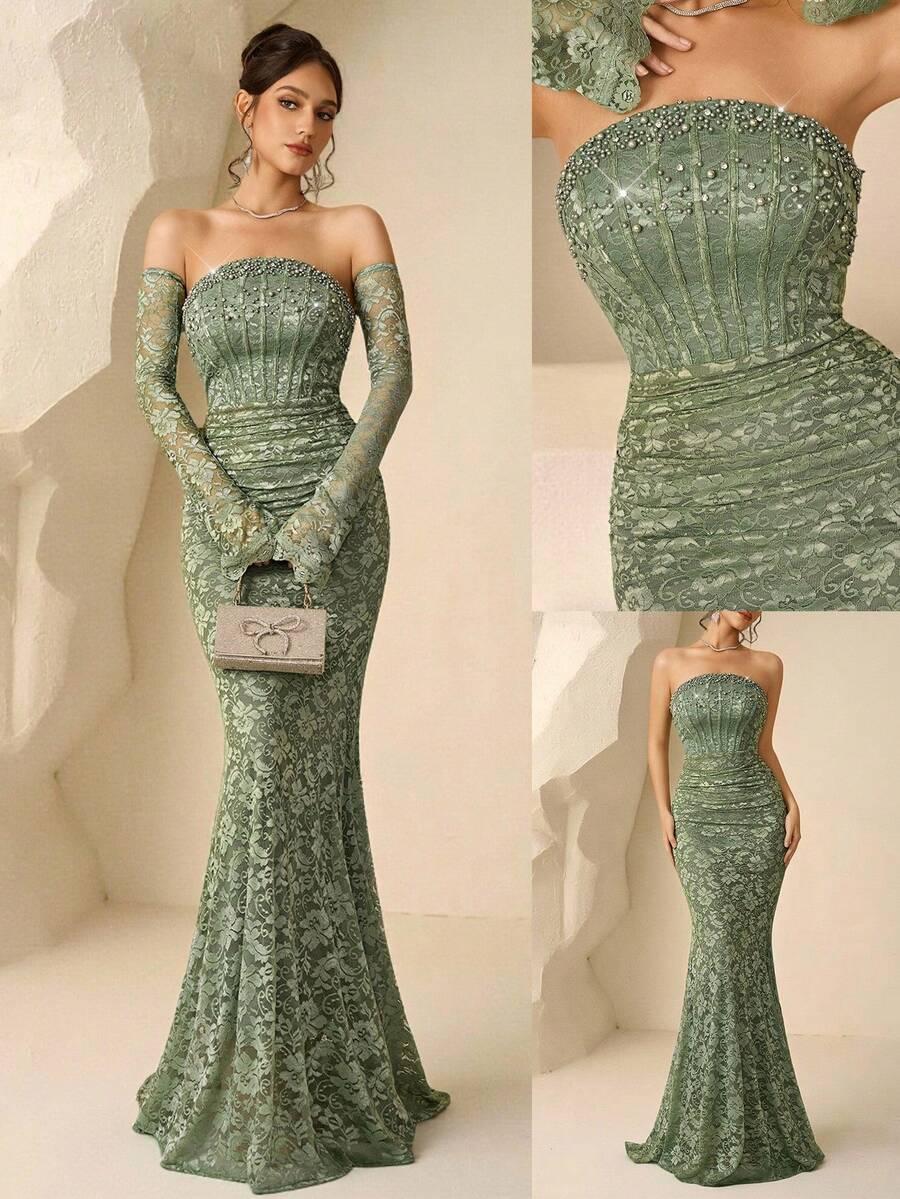 SHEIN ZIELONA MAXI SUKIENKA S06__S