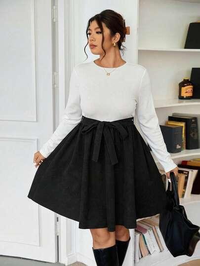 SHEIN SUKIENKA ŁĄCZENIE KONTRAST S06__46