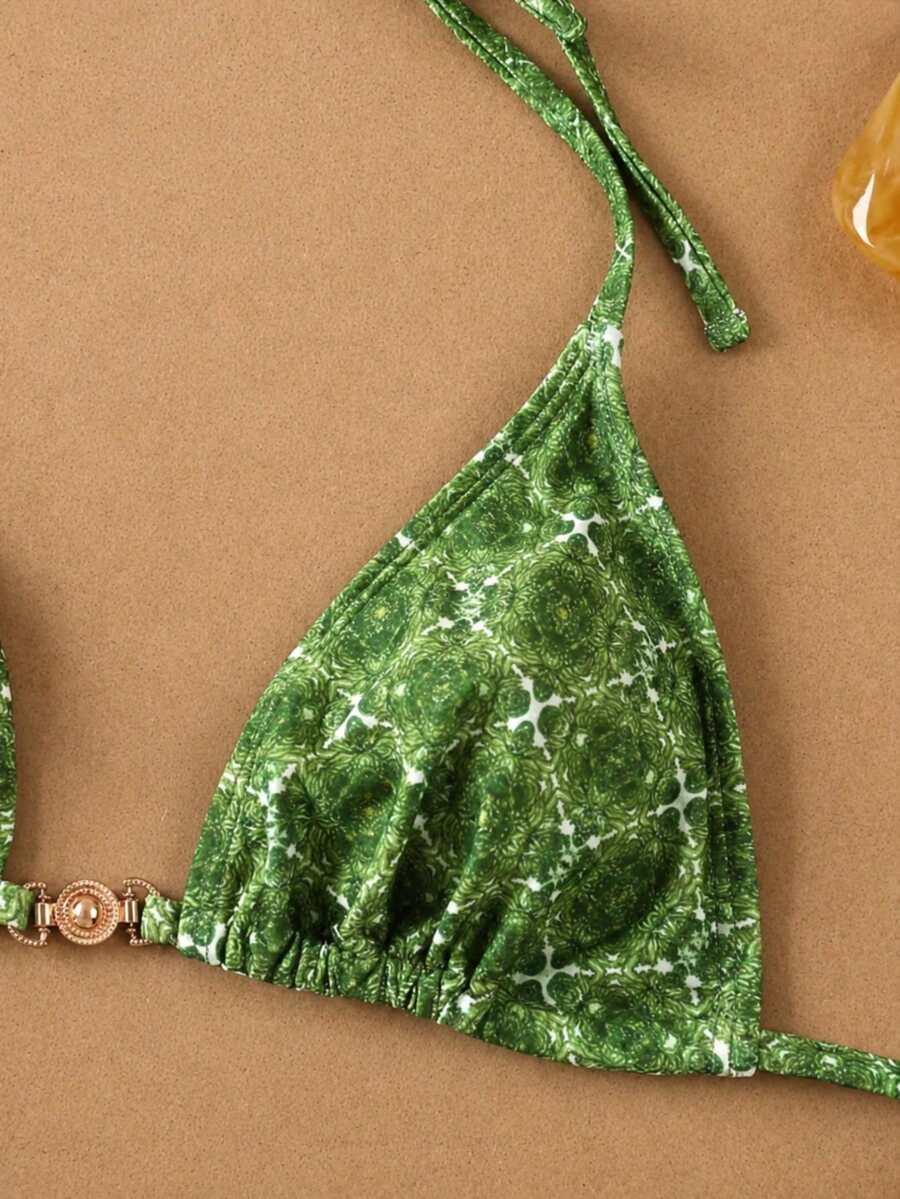 SHEIN WIĄZANY DWUCZĘŚCIOWY STRÓJ KĄPIELOWY PRINT S09__XS
