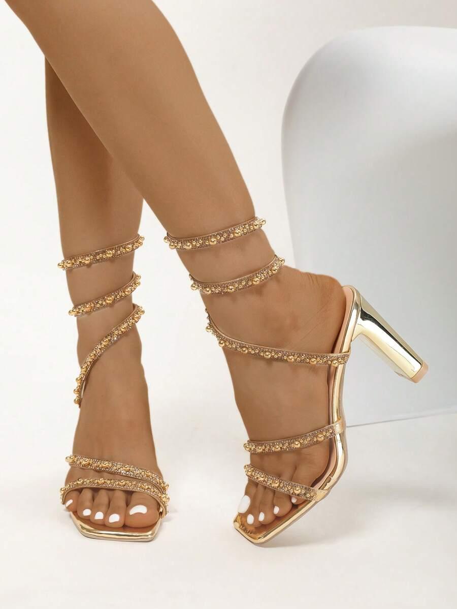 SHEIN ZŁOTE SANDAŁY ZDOBIENIE S06__41