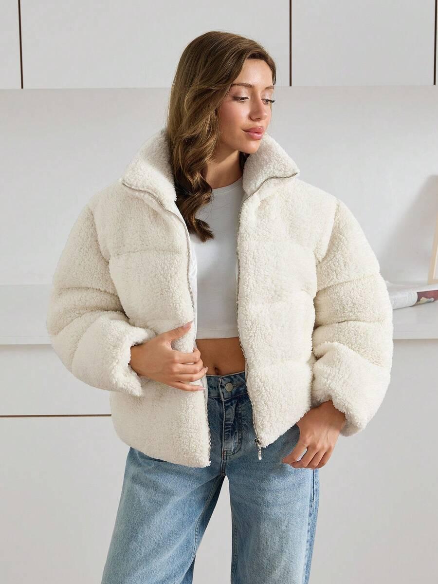 SHEIN KREMOWA KURTKA ZAMEK W01__M