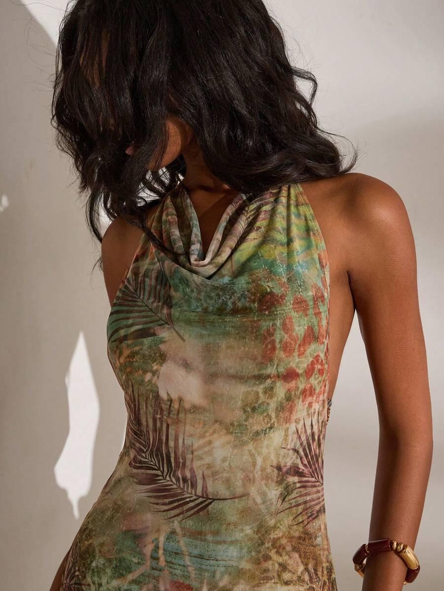 SHEIN ZIELONA MINI SUKIENKA ZDOBIENIE S09__XS