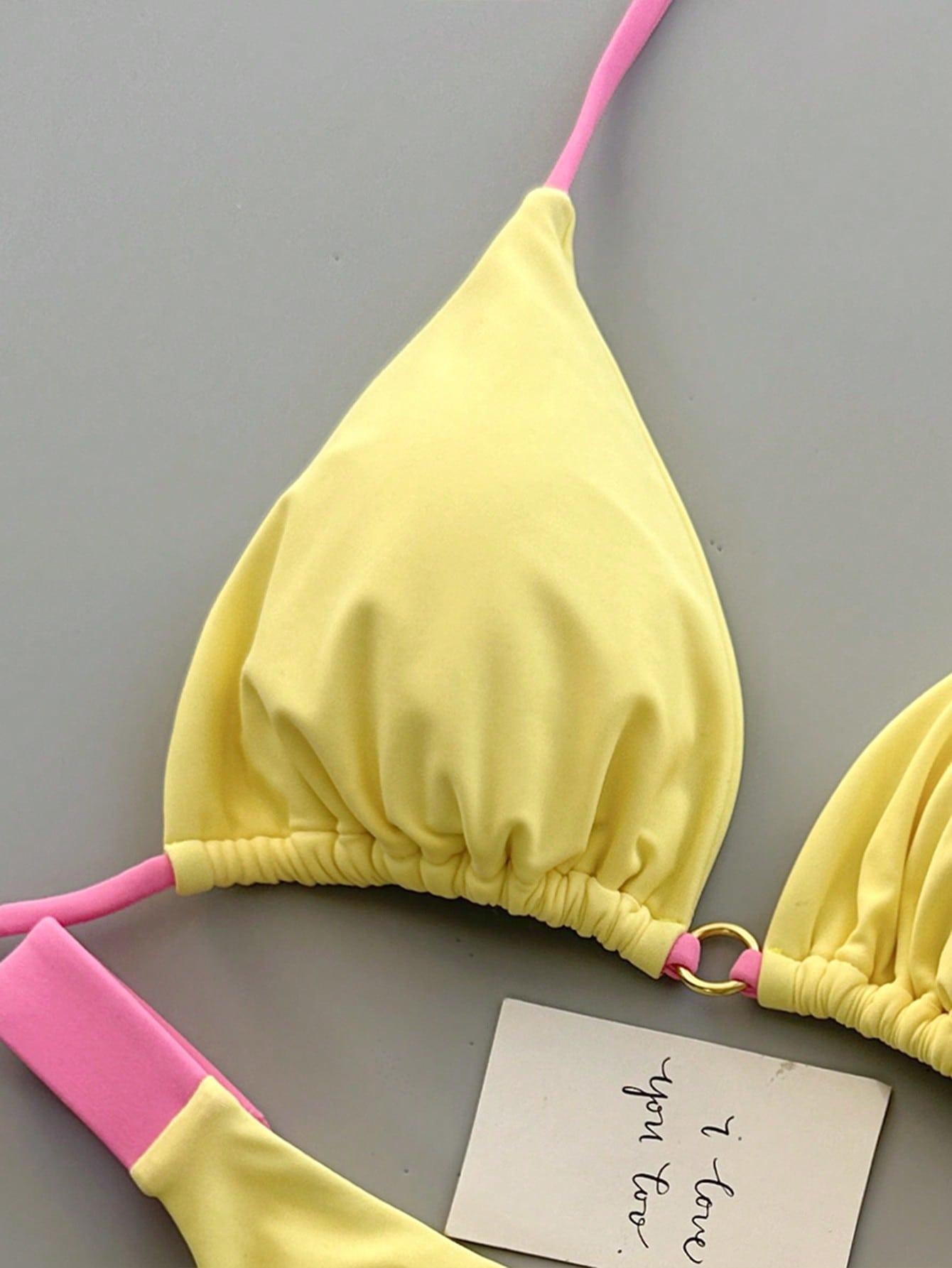 SHEIN ŻÓŁTY DWUCZĘŚCIOWY STRÓJ KĄPIELOWY S09__S