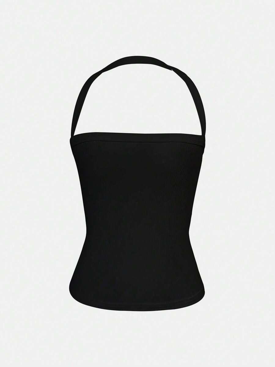SHEIN CZARNY TOP PRĄŻKI PK01__XS
