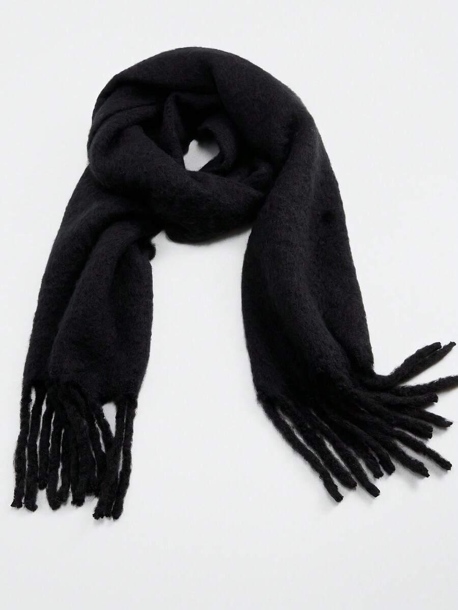 SHEIN CZARNY SZALIK FRĘDZLE W01__40X190CM