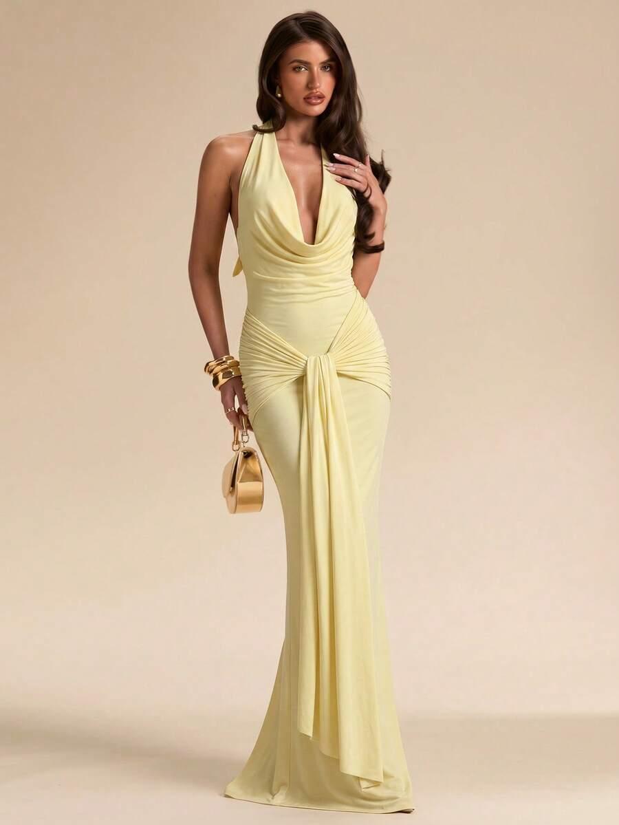 SHEIN ŻÓŁTA MAXI SUKIENKA S09__S