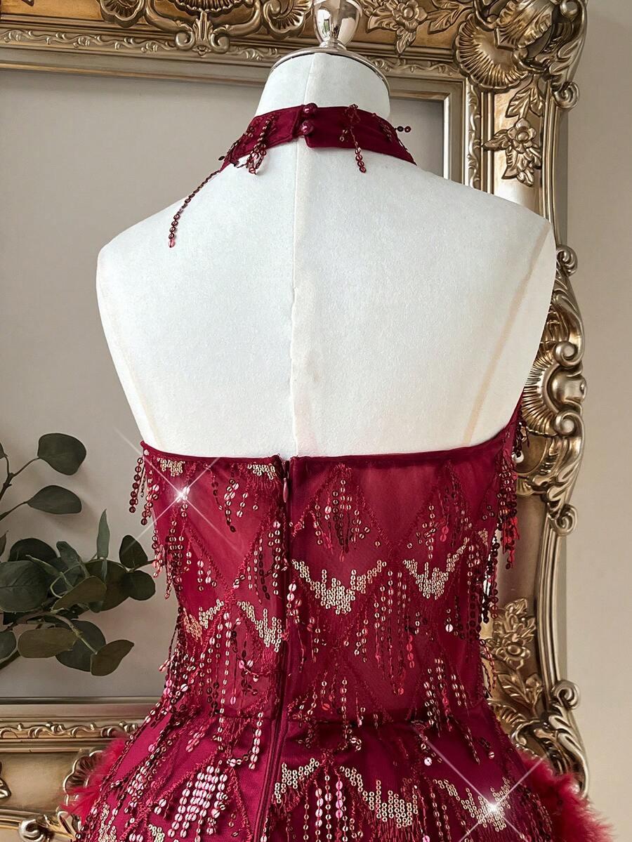 LOVELZI BORDOWA MINI SUKIENKA S06__M