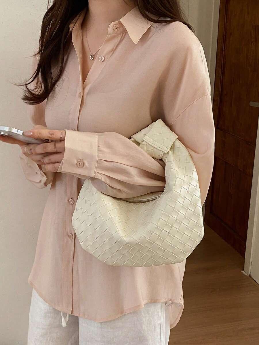 SHEIN BEŻOWA PLECIONA TOREBKA S07__18X30CM