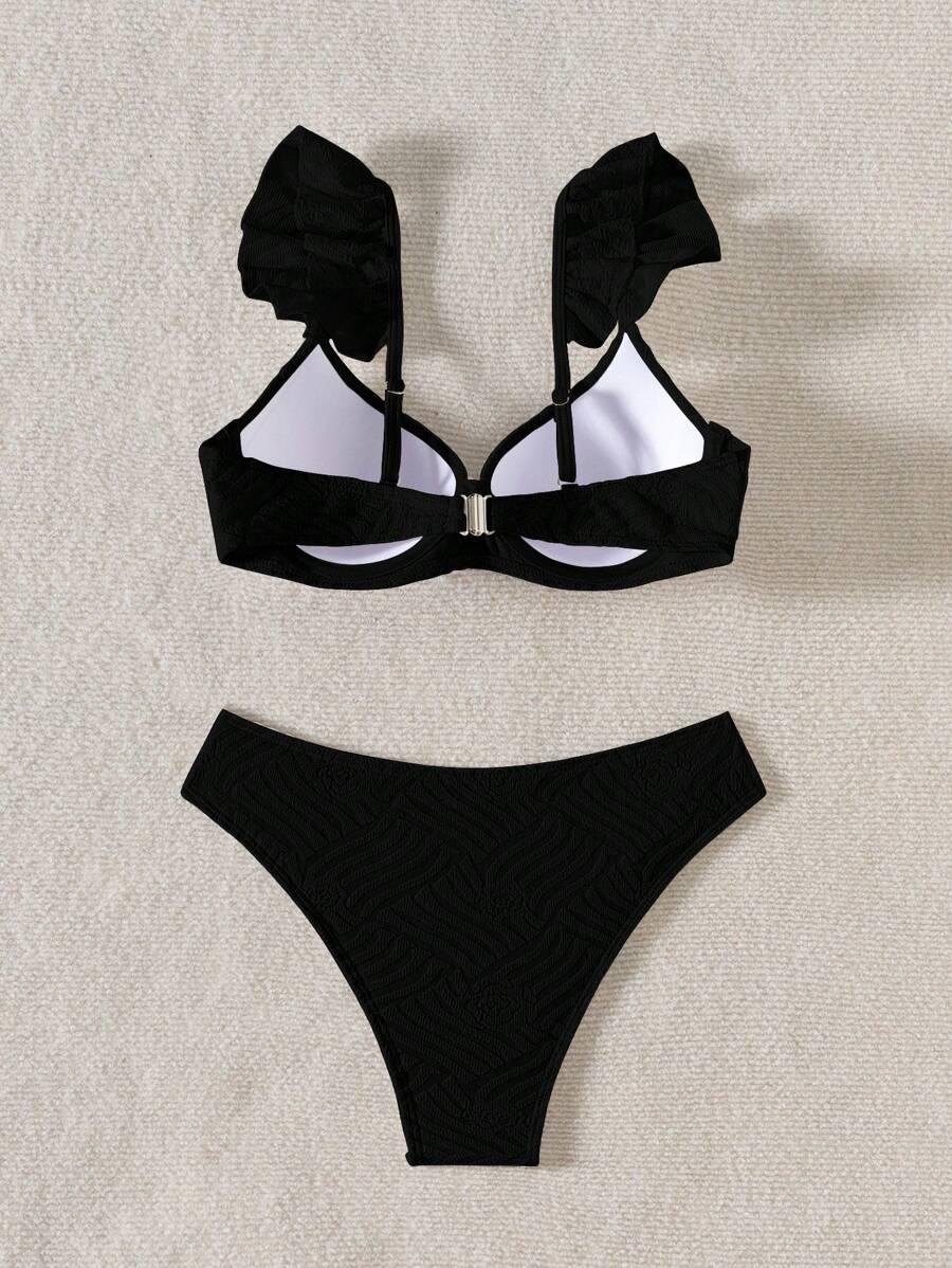 SHEIN CZARNY DWUCZĘŚCIOWY STRÓJ KĄPIELOWY S09__M
