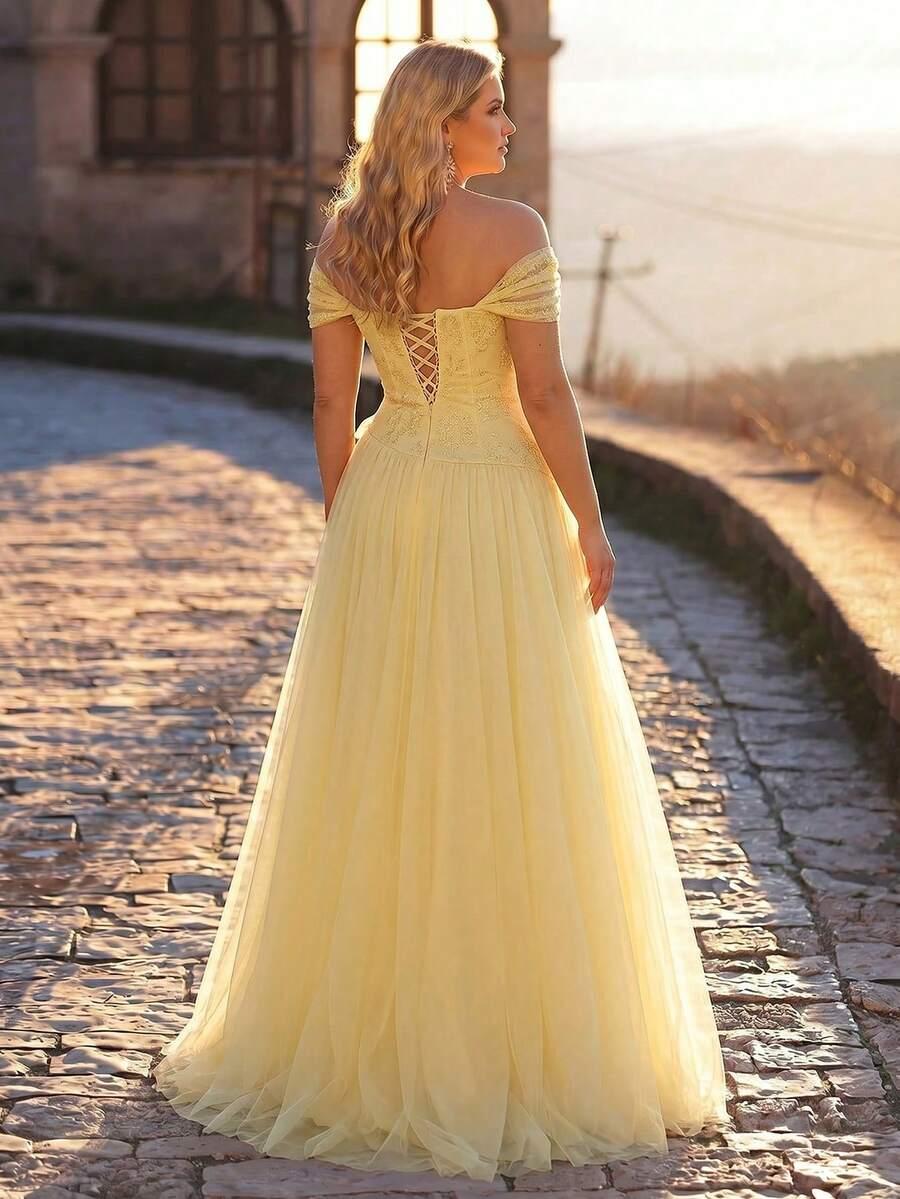 GLAMRAE ŻÓŁTA MAXI SUKIENKA S06__50