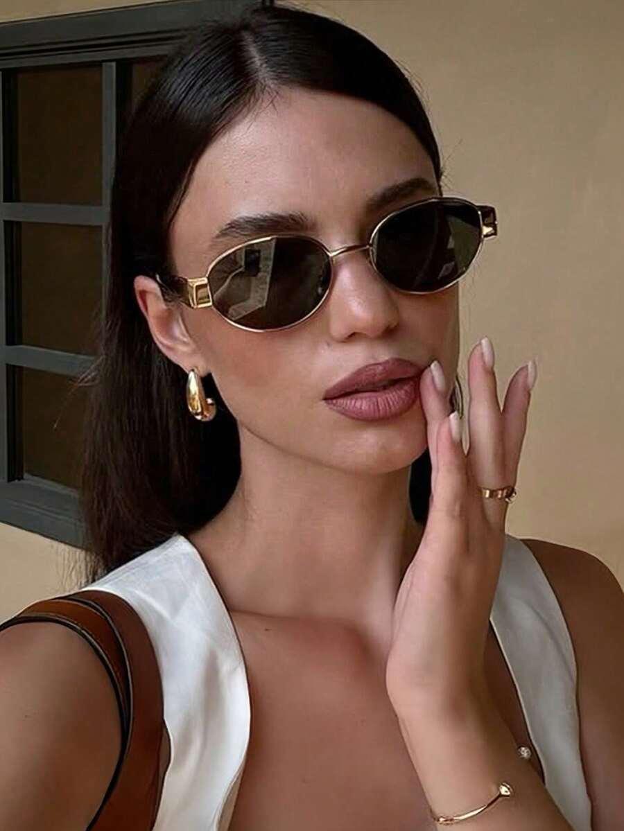 SHEIN OKULARY PRZECIWSŁONECZNE ZŁOTE OPRAWKI S07