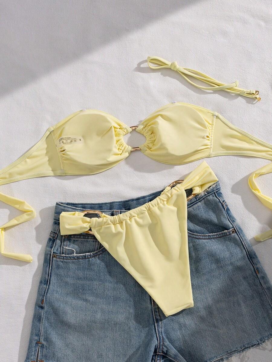 SHEIN ŻÓŁTY DWUCZĘŚCIOWY STRÓJ KĄPIELOWY S09__L