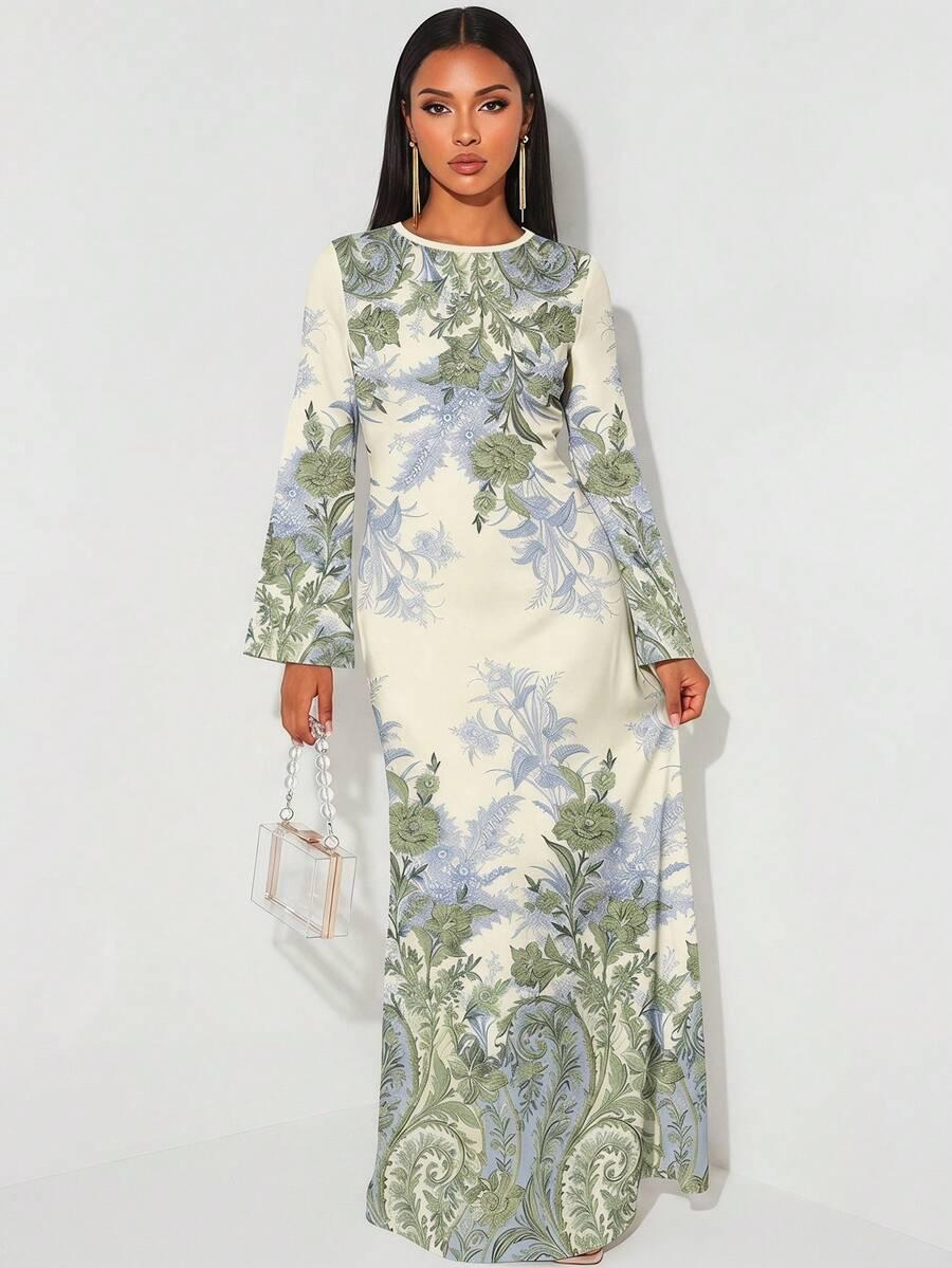 VEILORIE MAXI SUKIENKA PRINT KWIATY S06__XL