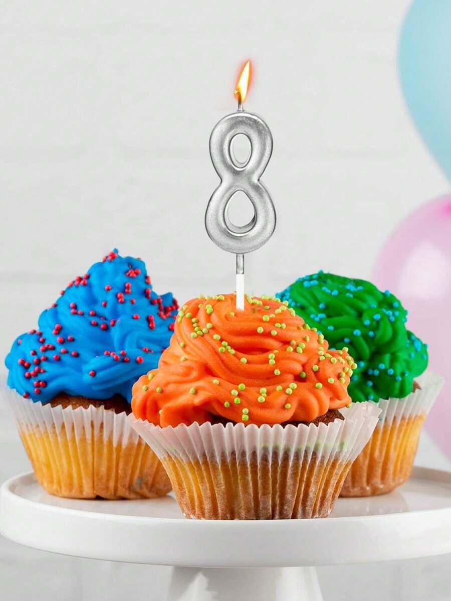 SHEIN SREBRNA ŚWIECZKA NA TORT NUMER "3" S07