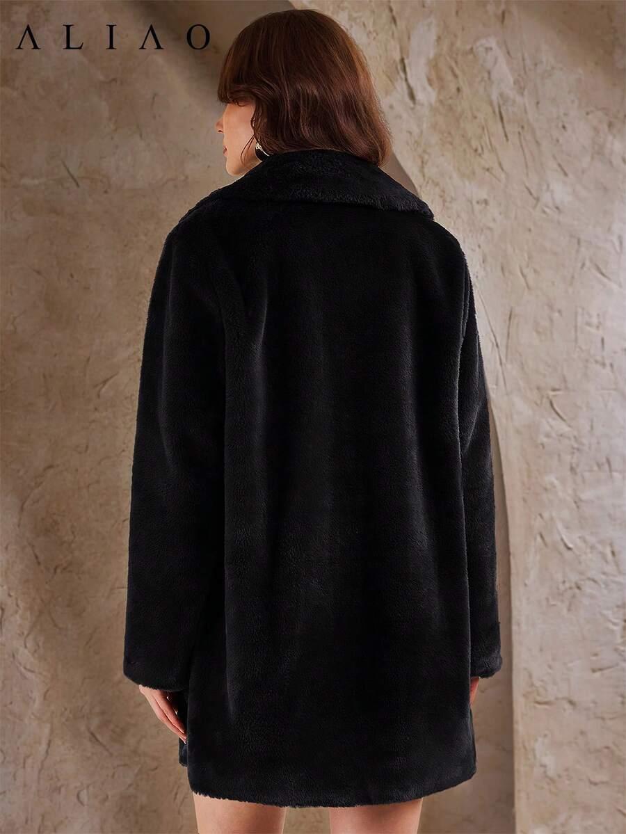 SHEIN CZARNE SZTUCZNE FUTRO W01__L