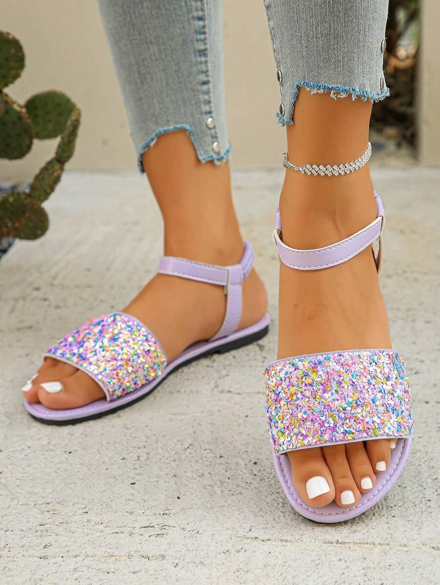 SHEIN FIOLETOWE SANDAŁY ZDOBIENIE S06__40