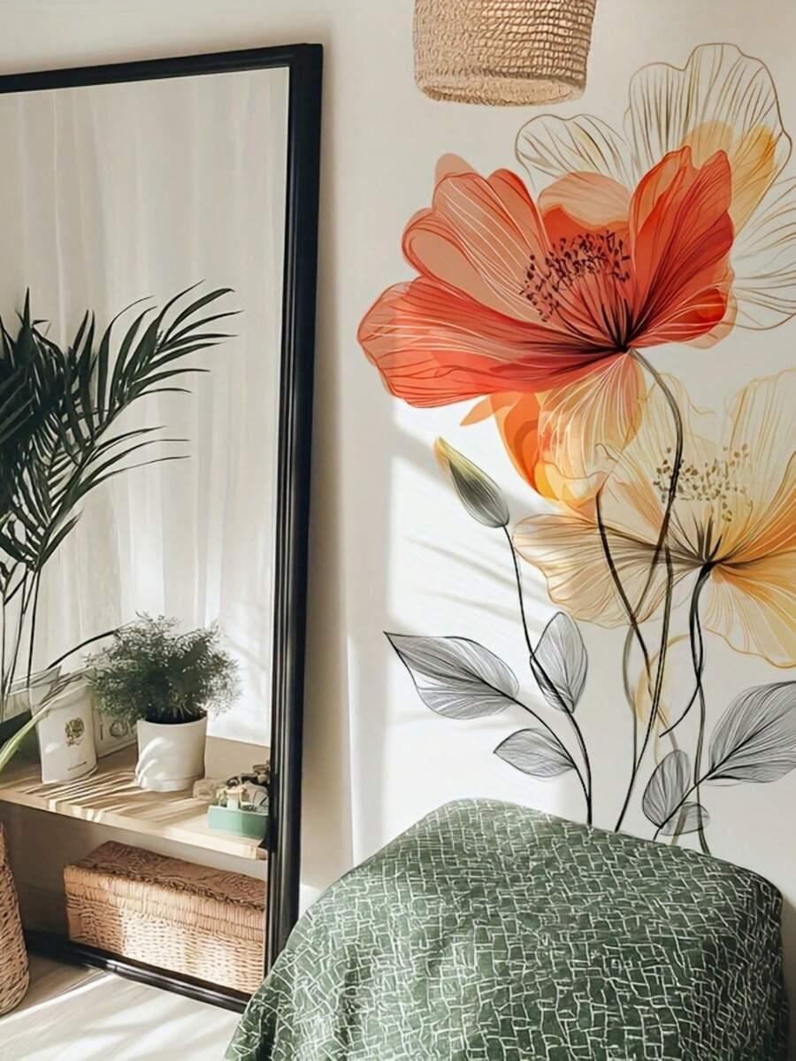 SHEIN NAKLEJKA ŚCIENNA KWIATY 1SZT. S07__39X90