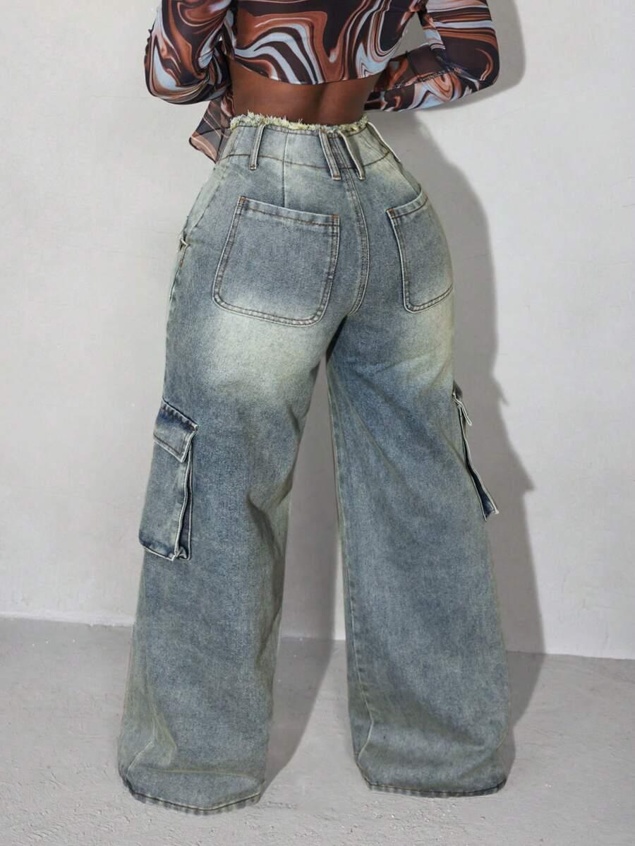 SHEIN NIEBIESKIE SPODNIE JEANS KIESZENIE S06__W31/L