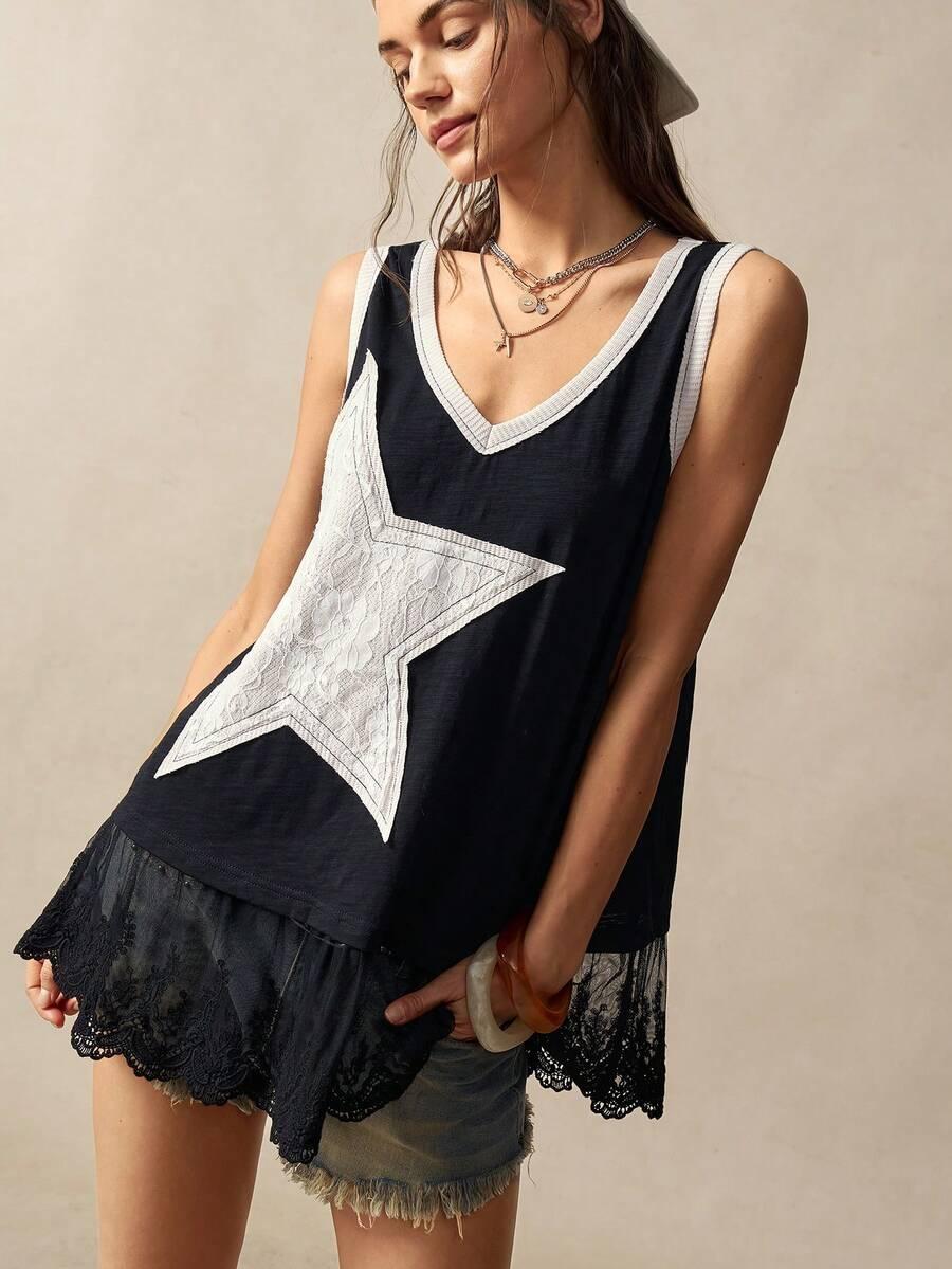 BOHEMELA CZARNY TOP KORONKA S06__L