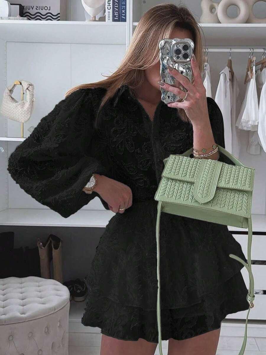 SHEIN CZARNE KRÓTKIE SPODENKI Z GUMKĄ W PASIE TEKSTURA PK01__S