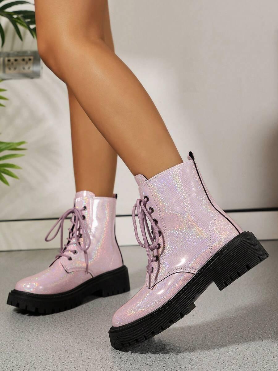SHEIN SZNUROWANE RÓŻOWE BOTKI W01__39
