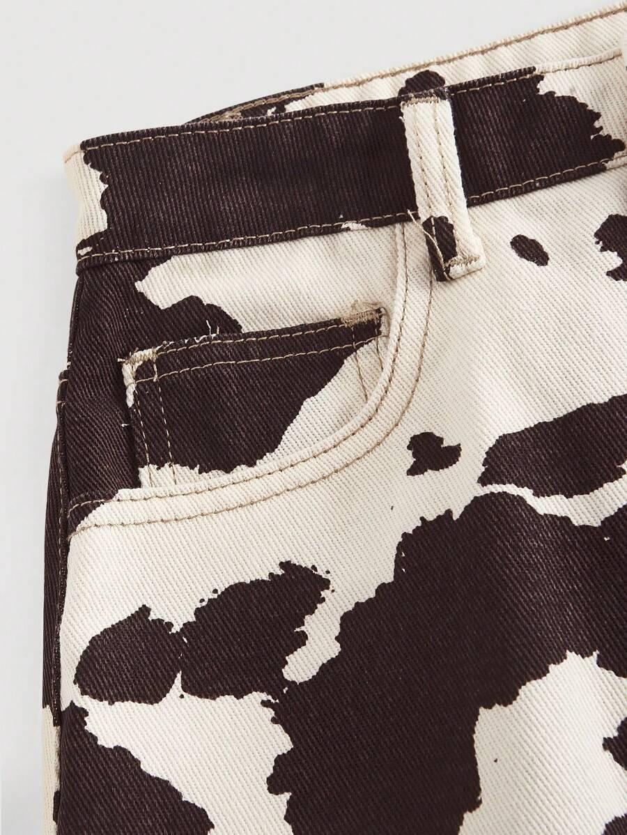SHEIN JEANSOWA MINI SPÓDNICA ANIMAL PRINT S06__L