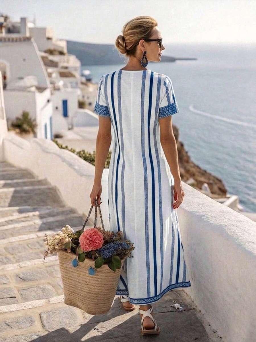 BREEZAYA MAXI SUKIENKA Z KRÓTKIM RĘKAWEM S06__XL