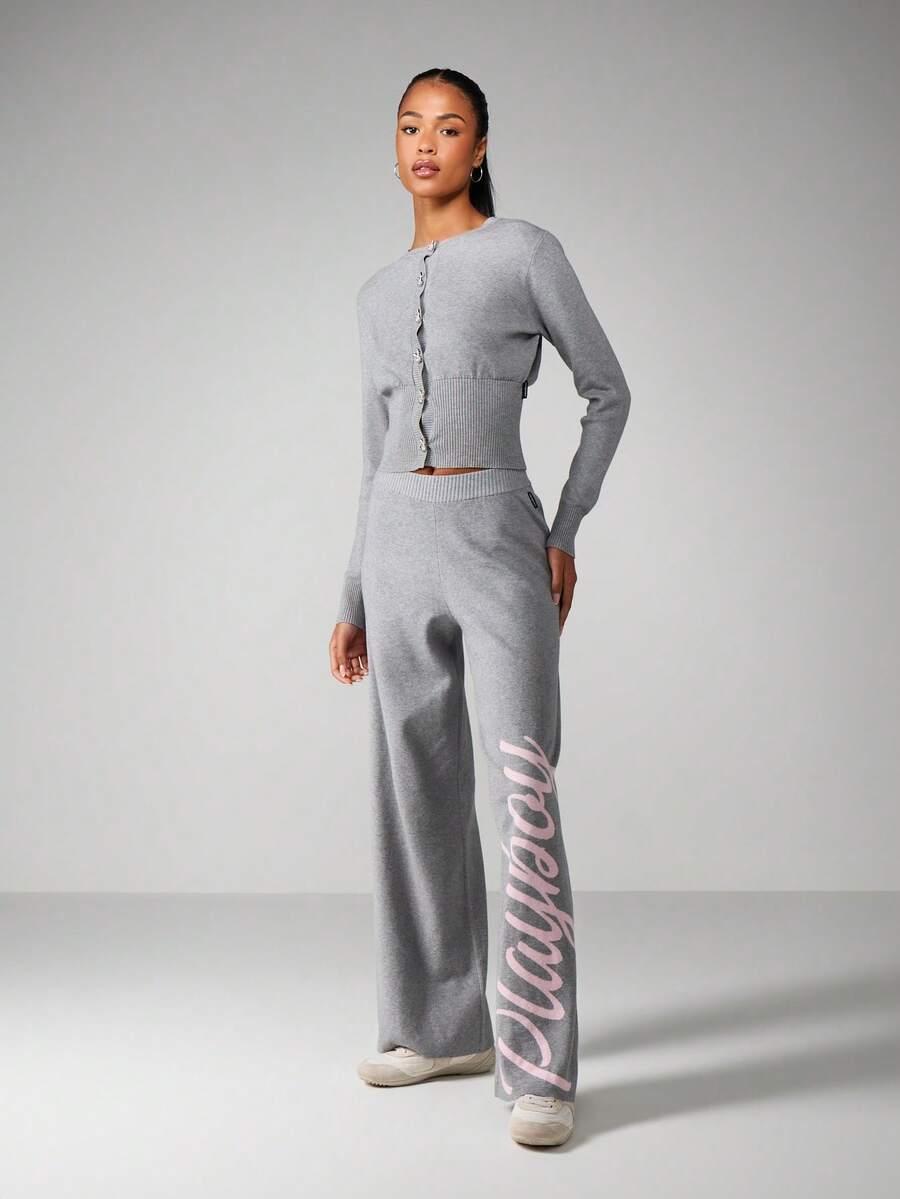 MISSGUIDED SZARE DZIANINOWE SPODNIE PK01__S