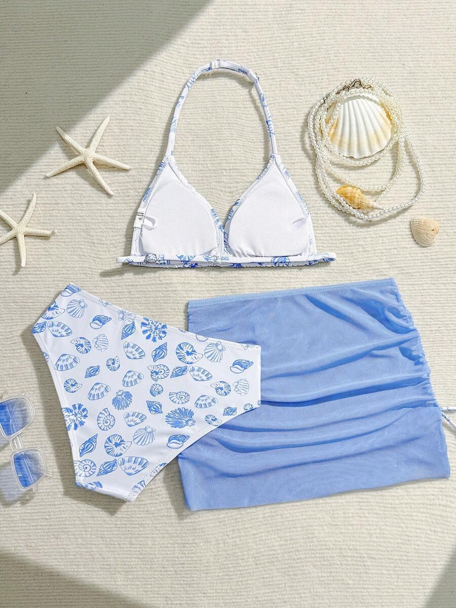 SHEIN TRZYCZĘŚCIOWY STRÓJ KĄPIELOWY WZÓR S09__134/140