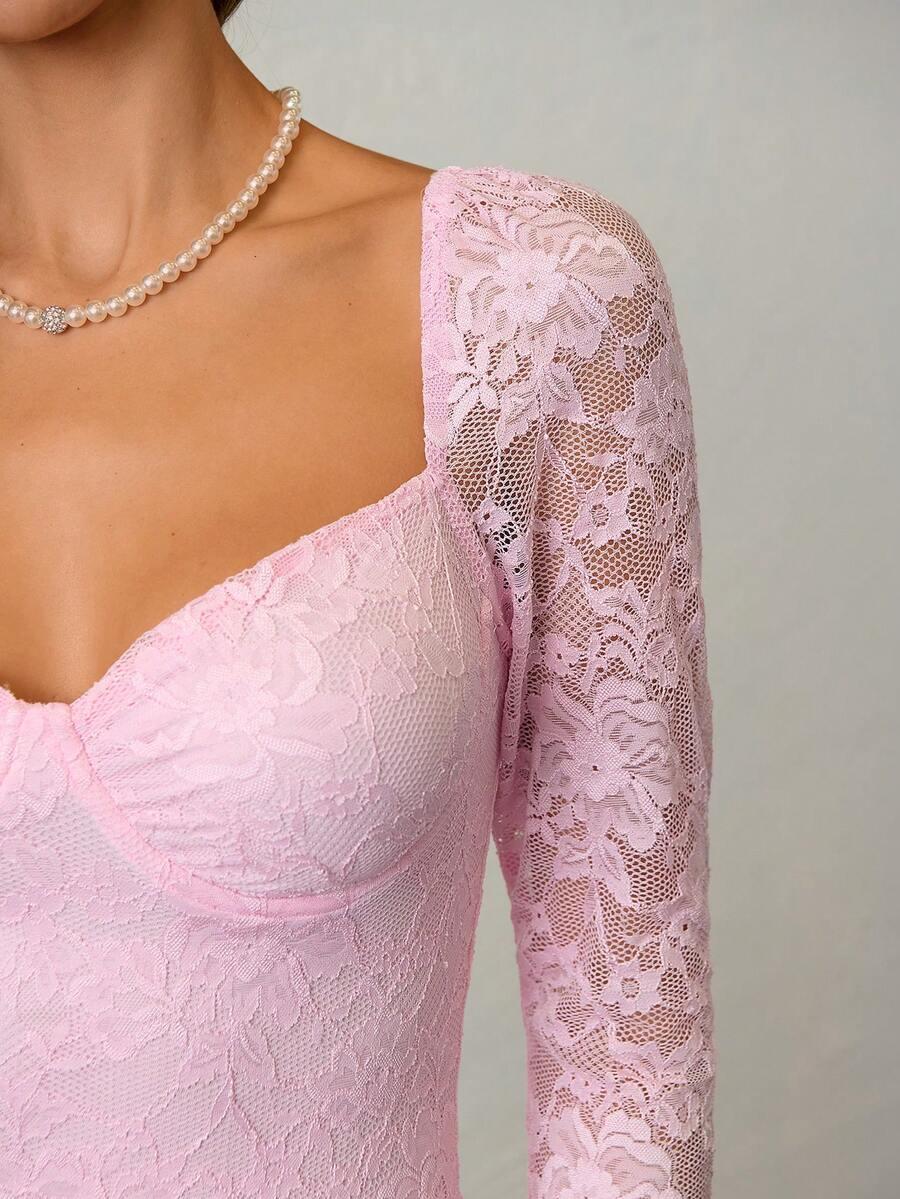SHEIN RÓŻOWA SUKIENKA ŁĄCZENIE KORONKA S06__M