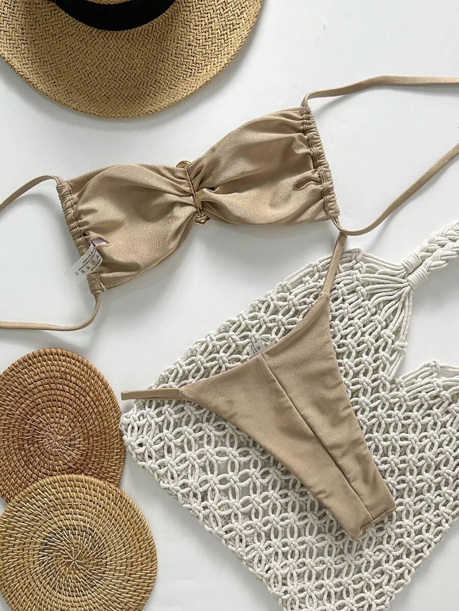 SHEIN BEŻOWY STRÓJ KĄPIELOWY S09__XS