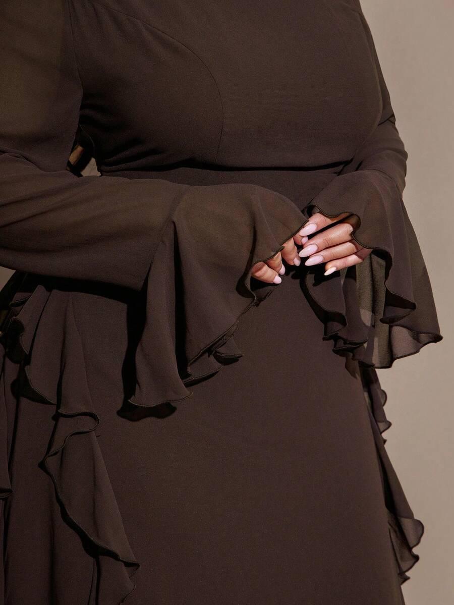 SHEIN BRĄZOWA MAXI SUKIENKA S06__46