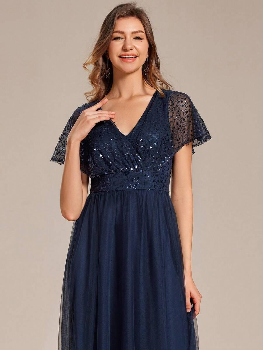 EVERPRETTY GRANATOWA MAXI SUKIENKA CEKINY S06__XXL
