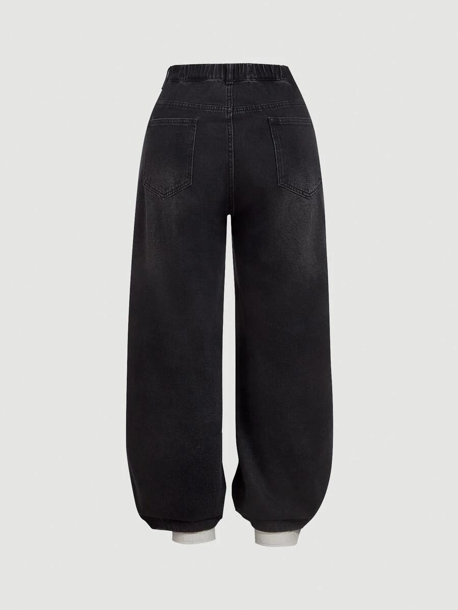 SHEIN CZARNE SPODNIE JEANS WYSOKI STAN PK01__XXL