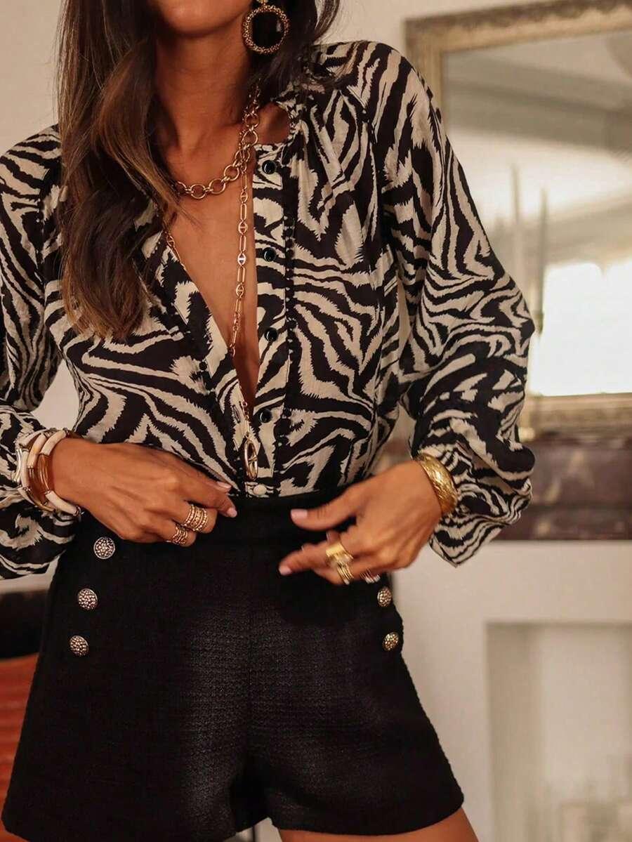 SHEIN KOSZULA DŁUGI RĘKAW ANIMAL PRINT S06__S