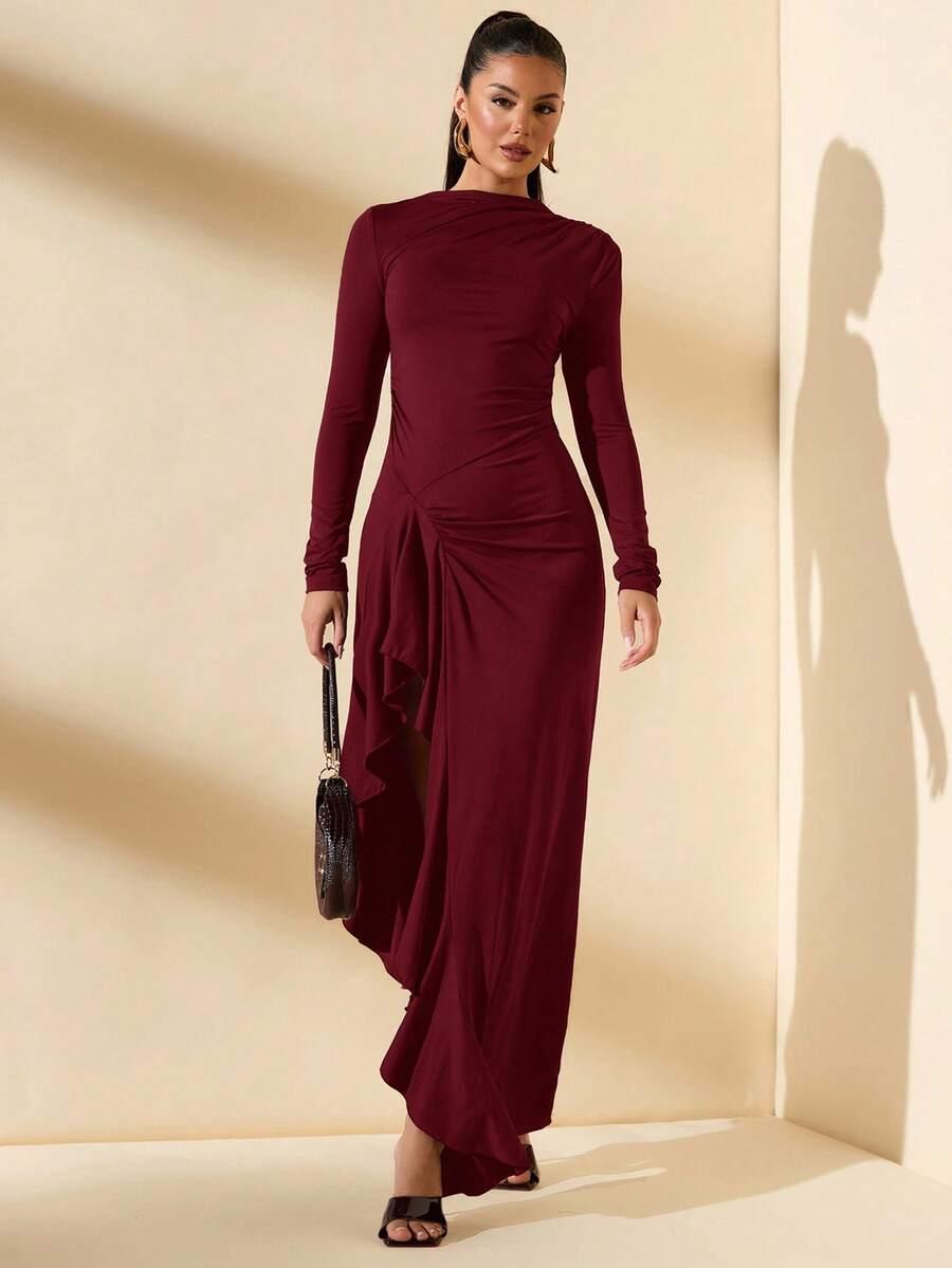 SHEIN BORDOWA MAXI SUKIENKA S06__M