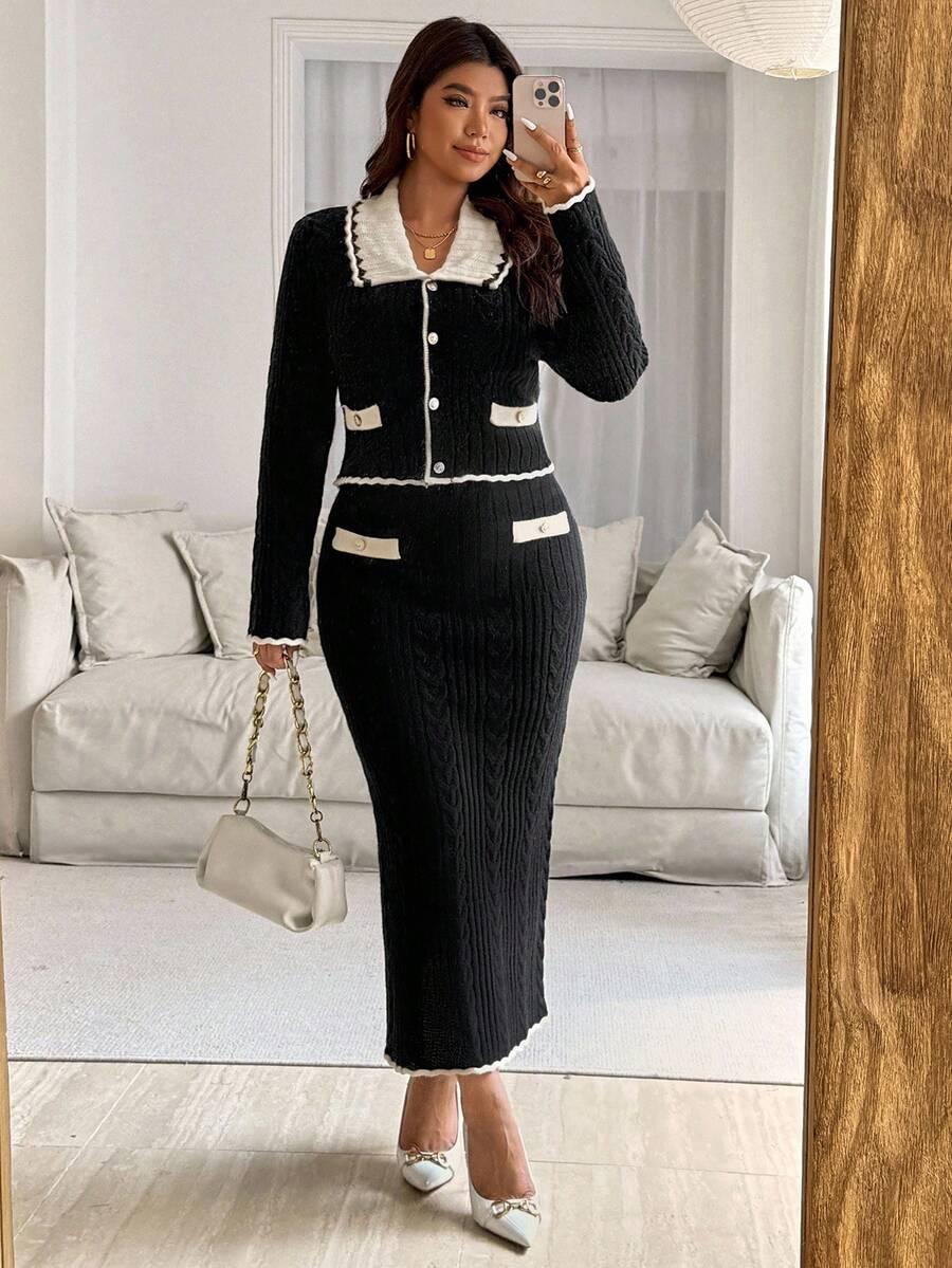 SHEIN KOMPLET SWETER SPÓDNICA S06__48
