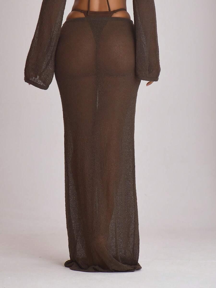 MUSERA BRĄZOWA MAXI SPÓDNICA S09__M