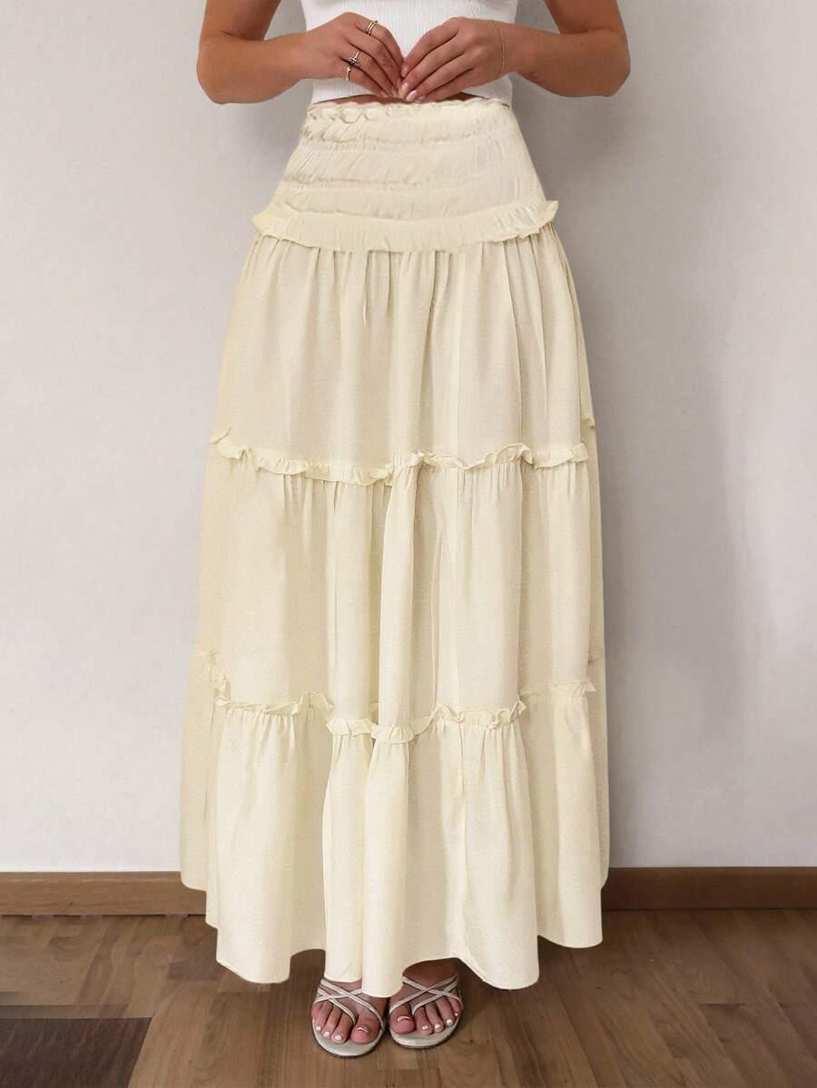 SHEIN BEŻOWA MAXI SPÓDNICA S06__L