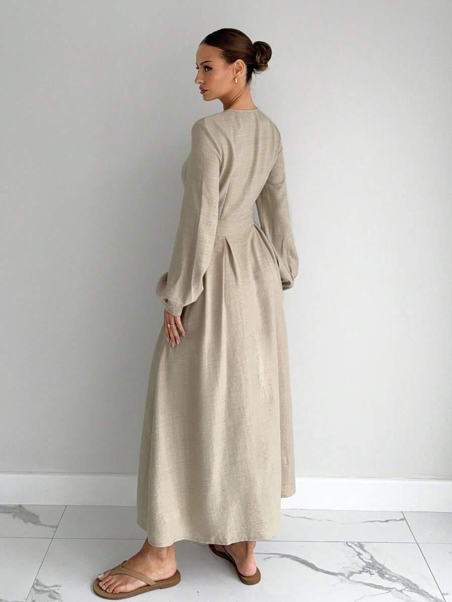 SHEIN BEŻOWA MAXI SUKIENKA S06__XS