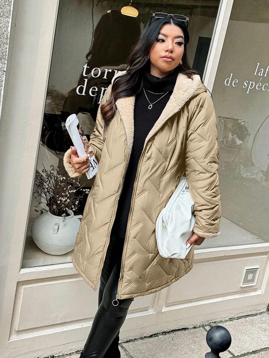 SHEIN BEŻOWA PIKOWANA KURTKA KAPTUR W01__48