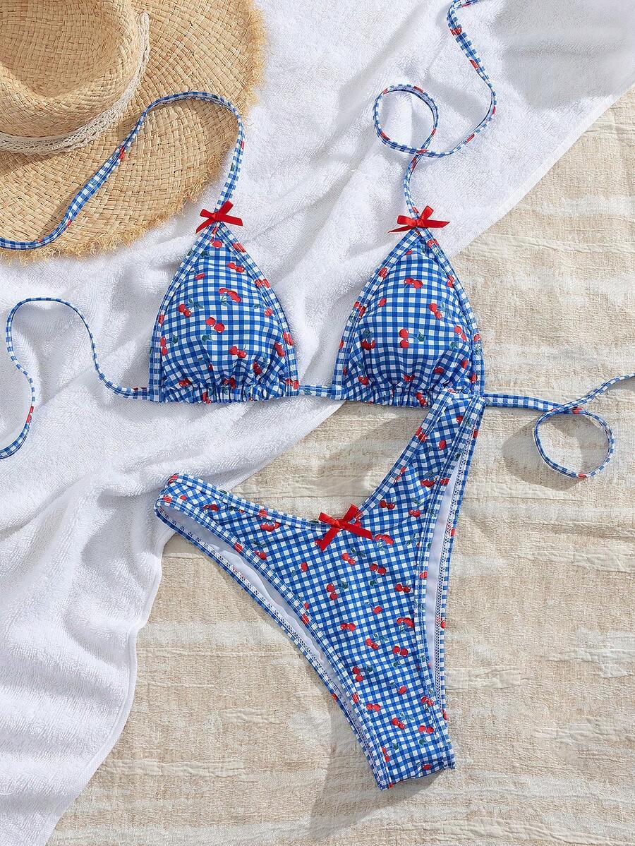SHEIN NIEBIESKI DWUCZĘŚCIOWY STRÓJ KĄPIELOWY WZÓR S09__M