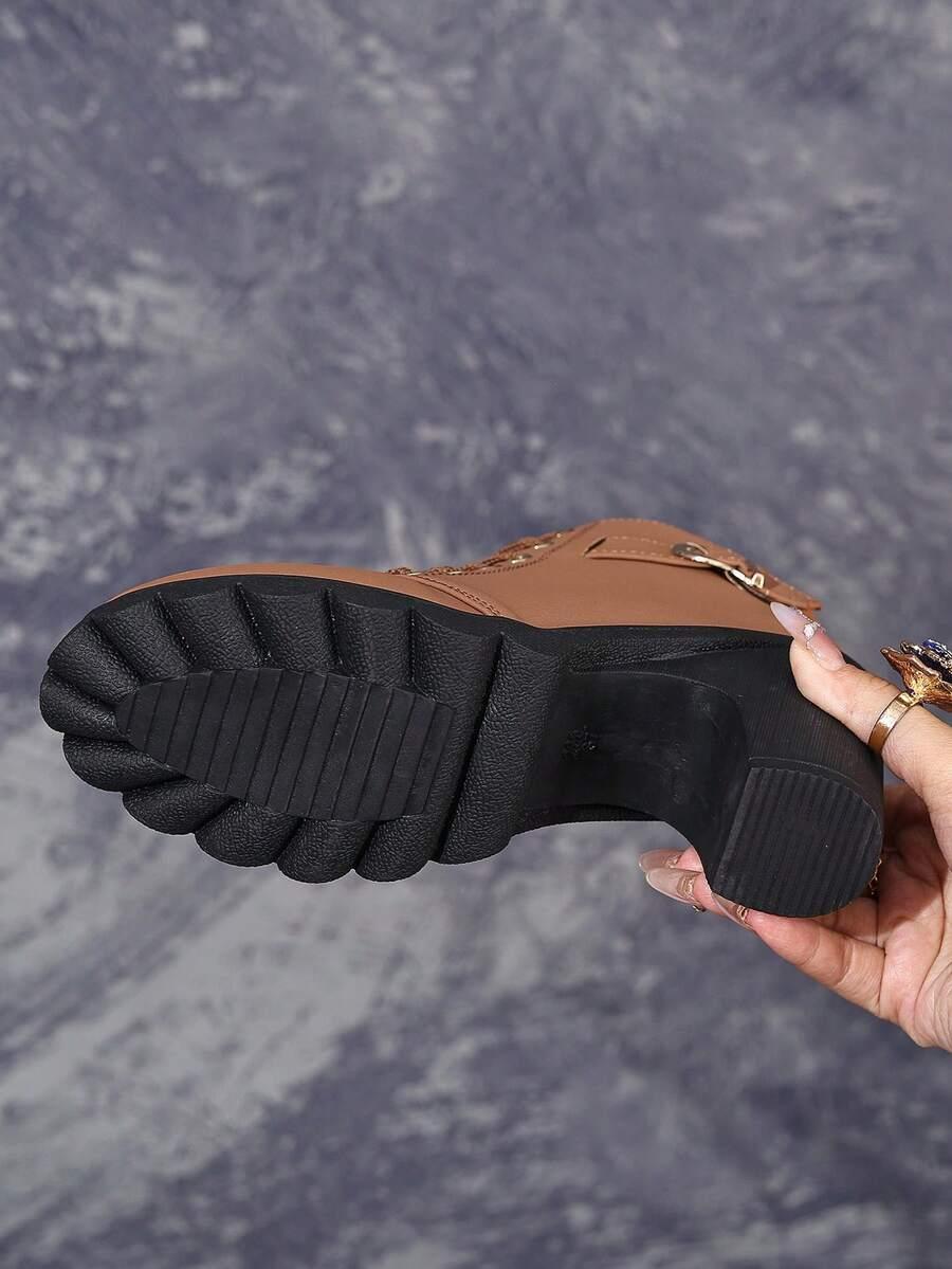 SHEIN BRĄZOWE BOTKI ZAMEK W01__39