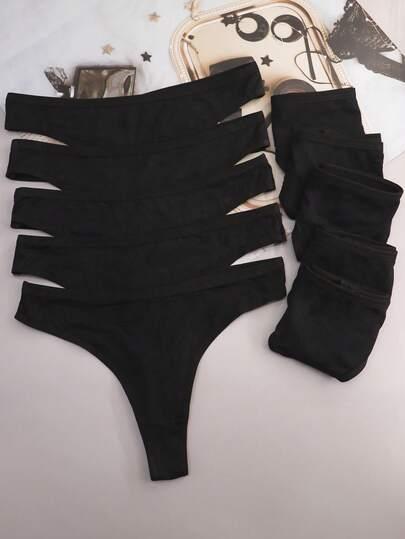 SHEIN CZARNE MAJTKI STRINGI 10 PACK S07__L